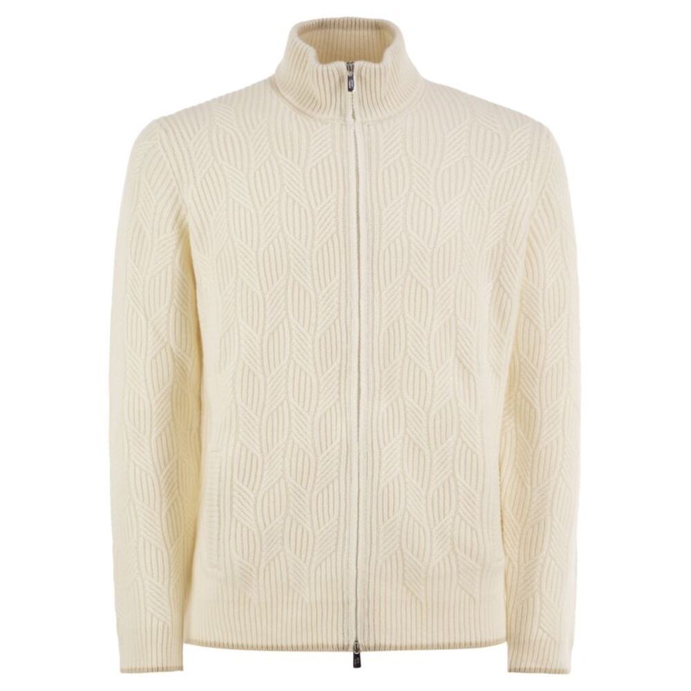 Fedeli Men Full-Zip Cashmere Cable-Knit Cardigan